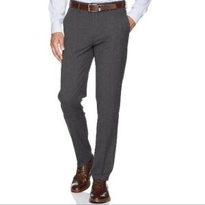 J.M. Haggar Mens Stretch Waist Slim Fit Flat Front Dress Pant 30x30 Gray